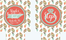 Load image into Gallery viewer, Tribal Feathers Huggers. Bride Tribe Bachelorette Weekend Huggies. Boho Chic Birthday Coolies. Girls Weekend Favors. Bride Tribe Favors!