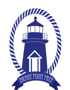 Brant Point Prep Logo which is a lighthouse surrounded by a rope oval