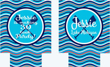 Load image into Gallery viewer, Lake Vacation Huggers. Personalized Nautical Bachelorette or Birthday Coolies. Lake House Coolies. Nautical Wedding Shower Huggers!
