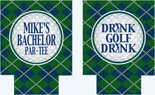 Load image into Gallery viewer, Golf Party Drink Huggers. Golfer Bachelor Party Beverage Insulators. Golf Groomsman or Birthday Party Favors. Wedding Golf Can Huggers!
