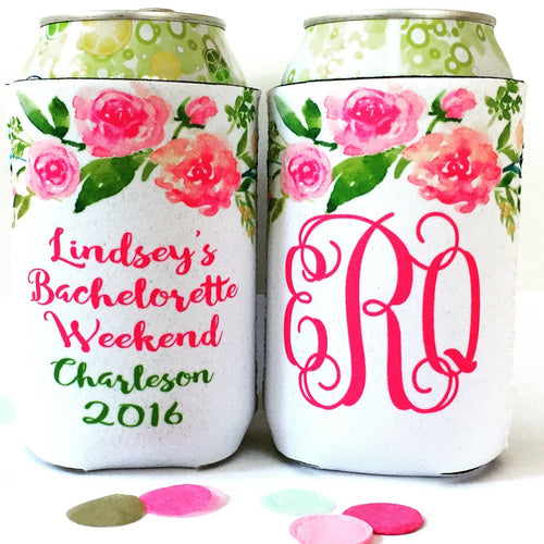 Floral Party Huggers. Bachelorette or Birthday Favors. Personalized Floral Birthday Party Favors. Wedding Shower Favors!Charleston,Savannah