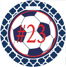 Load image into Gallery viewer, Soccer Bag Tags are ideal gifts for the soccer star! Great Personalized Soccer Birthday present or team gift. Soccer Luggage tags too.
