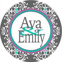 Load image into Gallery viewer, Gray Swirls Roommates Dorm Sign! Personalized to Match the colors of the dorm room. Perfect on a dorm door! Quad or Triple too!
