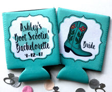 Load image into Gallery viewer, Western Party Huggers. Nashville Bachelorette or Birthday Party Can Coolers. Texas Party Favors. Cowboy Bachelorette Coolies!
