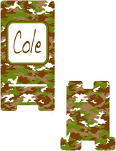 Load image into Gallery viewer, Camo Cell Phone Stand. Guys Phone Stand, Great hunter gift. Custom Brother, Husband, son gift.
