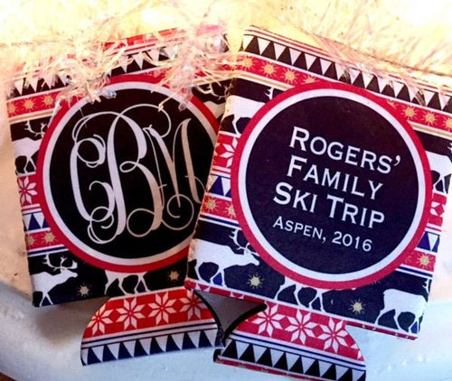 Nordic Ski Party Huggers. Personalized Ski Vacation Favors. Ski Bachelorette Favors. Girl's Ski Weekend favors