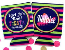 Load image into Gallery viewer, Fiesta Bachelorette Party Huggers. Fiesta Vacation Coolies. Mexican Party Favors. Fiesta Birthday Party Shower Favors! Down to Fiesta!
