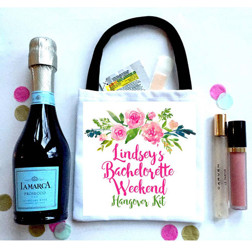 Floral Watercolor Bachelorette or Bridesmaid Hangover Recovery Bag. Floral Oh Shit Kits!  Custom Bachelorette Gift Bag. Birthday Favor Bags!