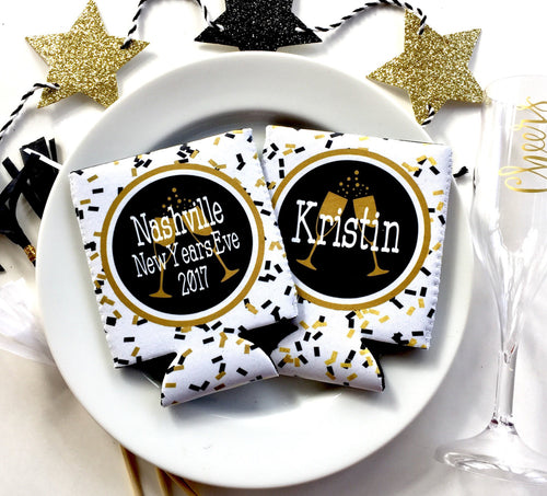 Black and Gold Confetti Huggers. Bachelorette or Birthday Party Favors. New Year's Eve Party Favors! Black and Gold Huggers.