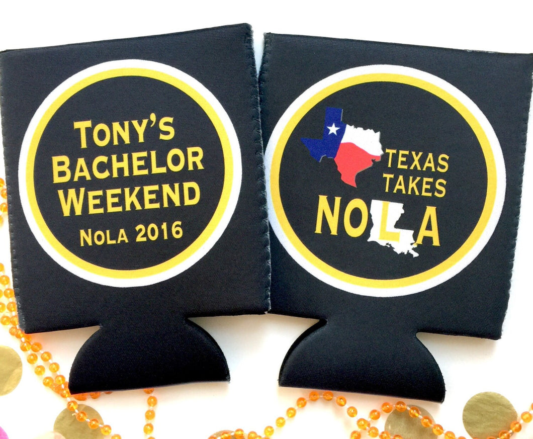 NOLA Bachelor Party Huggers. Wedding Party Huggers! Bachelor Party Gifts. New Orleans Groomsman Favors. Birthday Huggers NOLA Can Hugger