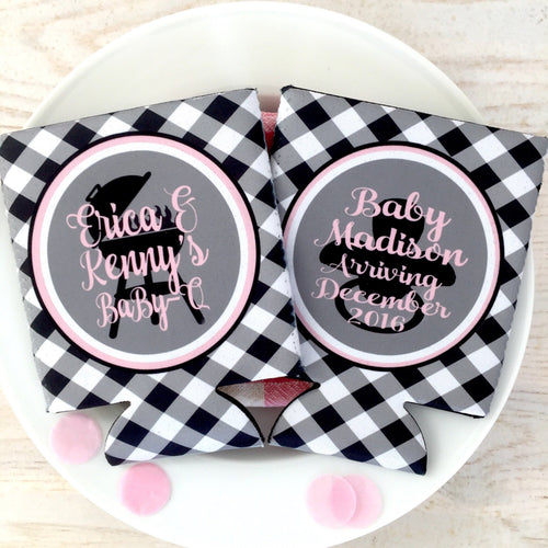 Baby Q Baby Shower Huggers. Baby Shower Koolies. Baby Shower Favors. Gender Reveal Party Favors. Personalized Baby Q Coolies!