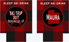 Load image into Gallery viewer, Buffalo Plaid Ski Trip Personalized Huggers
