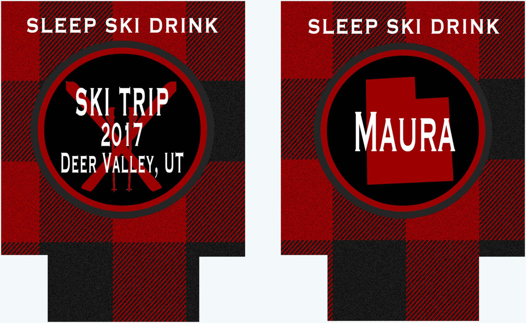 Buffalo Plaid Ski Trip Personalized Huggers