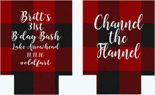 Load image into Gallery viewer, Buffalo Plaid Party Huggers. Birthday Coolies! Plaid Bachelorette Party Favors too! Flannel Vacation Plaid Huggers. Lumberjack Party!
