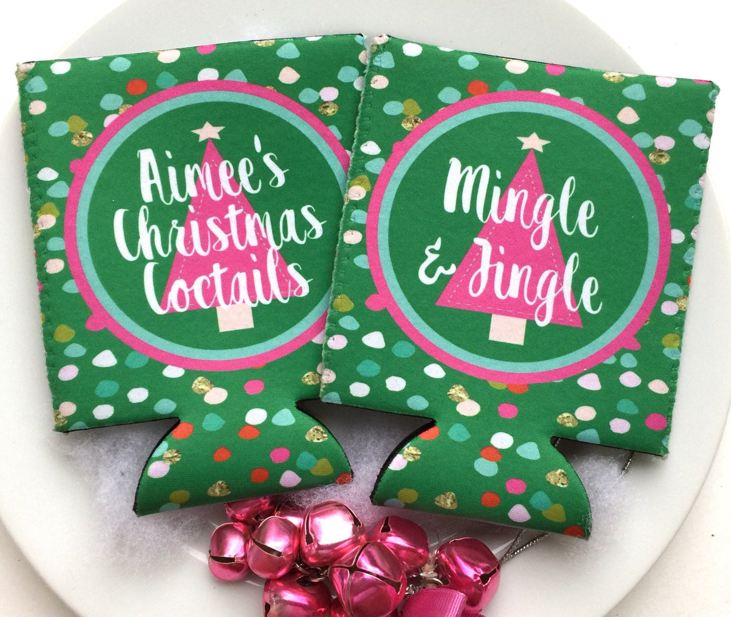 Christmas Party Huggers. Personalized Christmas Bachelorette Favors. Monogrammed Christmas Party favors. Christmas Wedding Shower Huggers!