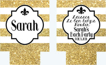 Load image into Gallery viewer, New Orleans Gold &quot;Glitter&quot; Party Huggers. NOLA Bachelorette or Birthday Party Coolies. New Orleans Party Favors. Personalized NOLA Coolies!
