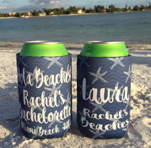Starfish Party Huggers. Preppy Bachelorette or Birthday Beach Huggers. Monogram Bachelorette Party Favors. Personalized Beach Huggers!