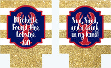 Load image into Gallery viewer, Lobster Gold and White &quot;Glitter&quot; Huggers. Glitter Bachelorette or Birthday Huggers. Nautical Gold Glitter Bachelorette Party Favors.
