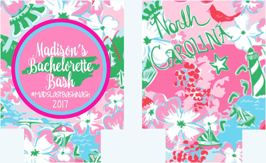 North Carolina Huggers.Bachelorette or Birthday Party Coolies. Monogrammed Carolina Party Can Coolies! North Carolina Bachelorette.