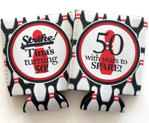 Bowling Party Huggers. Bowling team Gifts. Custom Bowling Birthday Party Favors. Personalized Bowling Bachelorette Coolies!