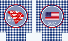 Load image into Gallery viewer, Gingham America Party Huggers. &#39;Merica Birthday Coolies! Red White and Blue Party Gifts. USA Birthday Favors. Flag Party Huggers.
