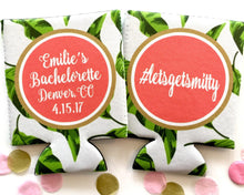 Load image into Gallery viewer, Tropical Leaves Party Huggers. Palm Birthday or Beach Bachelorette Party Favors. Beach Girl&#39;s Weekend or Family Vacation Beach Favors.
