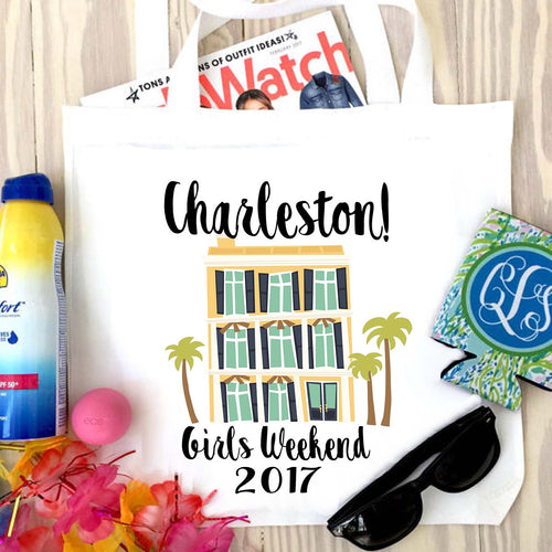 Beach House Tote bag. South Carolina Party Favors! Charleston Bachelorette or Girls Weekend Tote Bag. Custom Savannah Tote Bag.