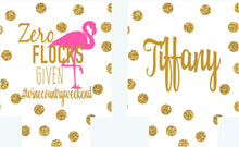 Load image into Gallery viewer, Flamingo &quot;Glitter&quot; Beverage Huggers. Flamingo Party Coolies. Flamingo Birthday or Bachelorette Party Favors. Flamingle Party Favors!
