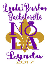 Load image into Gallery viewer, Nola Tote bag. NOLA Party Favors! New Orleans Bachelorette or Girls Weekend Tote Bag. Custom New Orleans Wedding Tote Bag.
