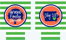 Load image into Gallery viewer, Family Reunion Party Stripe Huggers. Family Tree Party Favors. Personalized Beach Coolies!
