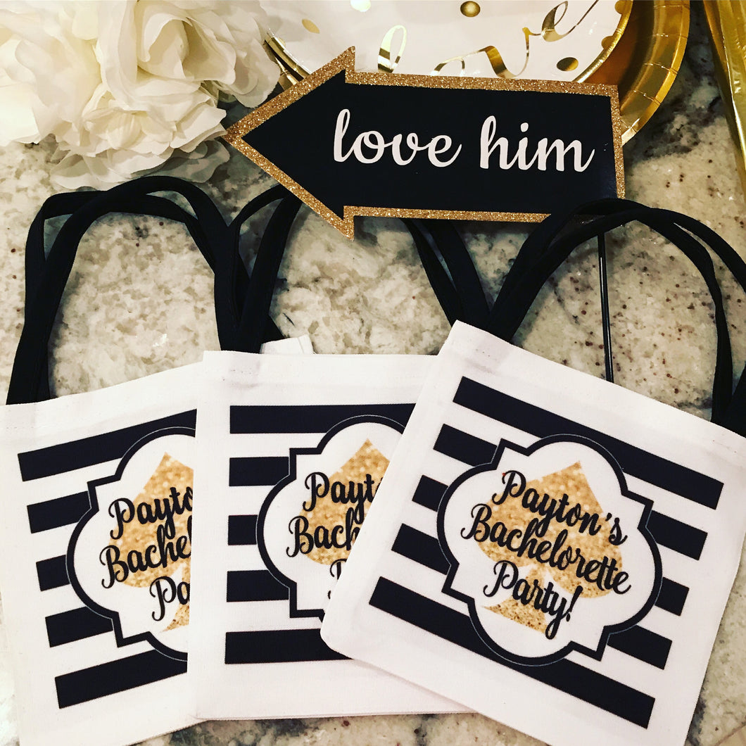 Vegas "glitter" Stripe Mini Favor Bags. Bachelorette Oh Shit Kits! Vegas Party Bag. EMPTY Gold "glitter" Gift Bag. Glitter Vegas Swag Bag!