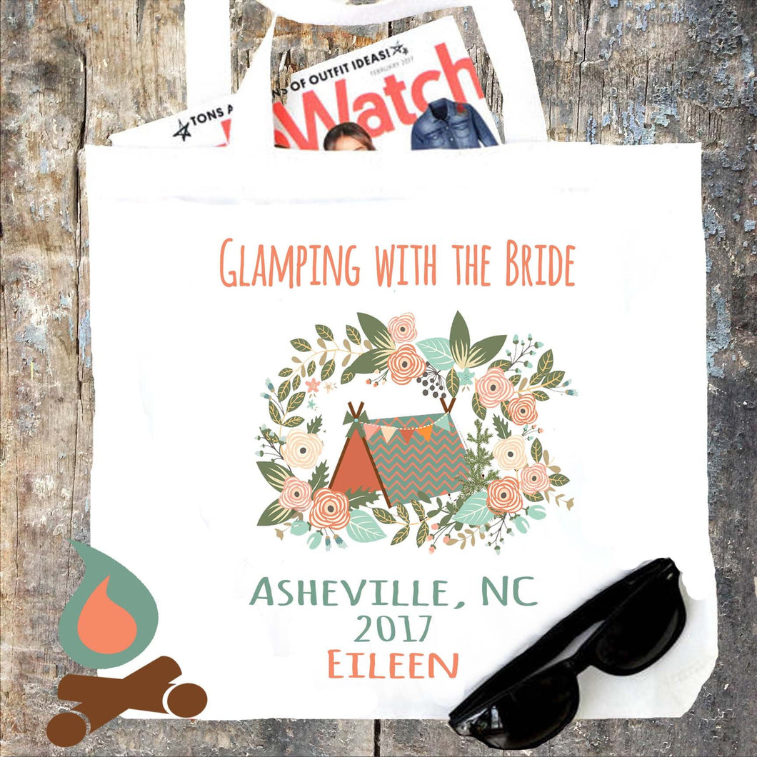 Floral Glamping Personalized Tote Bag