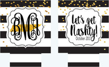 Load image into Gallery viewer, Polka Dot &quot;Glitter&quot; Dot Huggers. Glitter Black and Gold Party Huggers. Glitter Bachelorette or Birthday Party Favors.
