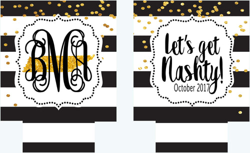 Polka Dot "Glitter" Dot Huggers. Glitter Black and Gold Party Huggers. Glitter Bachelorette or Birthday Party Favors.