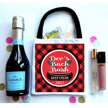 Load image into Gallery viewer, Buffalo Plaid Hangover bags! Lake Bachelorette favors. Personalized EMPTY Oh Shit Kits. Lake Recovery Party Bags
