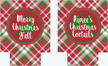 Load image into Gallery viewer, Christmas Party Huggers. Plaid Christmas Bachelorette Coolies. Personalized Plaid Christmas Party favors.Christmas Wedding Shower Huggers!
