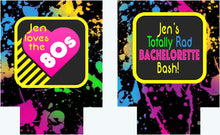 Load image into Gallery viewer, 80&#39;s Theme Party Huggers. Neon 80&#39;s Birthday or Bachelorette Huggers. Retro Birthday Coolies. 80&#39;s Prom Party favors!
