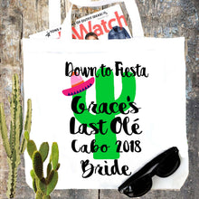 Load image into Gallery viewer, Cactus Tote bag. Desert Party Favors! Cactus Bachelorette or Girls Weekend Tote Bag. Mexican Bachelorette Favor Bag.
