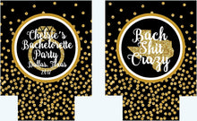 Load image into Gallery viewer, Bach Shit Crazy Gold &quot;Glitter&quot; Huggers. Bachelorette or Birthday Party Favors. Glitter Party Favors. Personalized party favors
