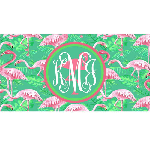 Flamingo Print License Plate. Colorful Monogrammed Car Tag. Personalized Flamingo License Plate.