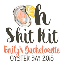 Load image into Gallery viewer, Oyster Party Hangover bags!  Oyster Birthday or Bachelorette favors. Personalized EMPTY Oh Shit Kits. Oyster Roast Party Favor Bags
