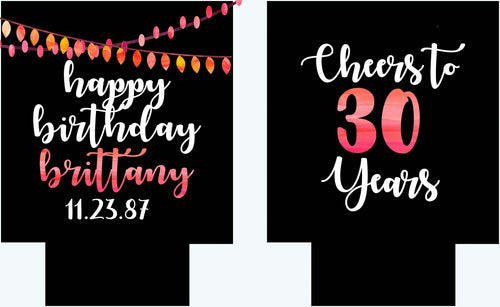 Festive Lights Party Huggers. Birthday or Bachelorette Huggers. 30, 40,50, 60 ect Birthday Coolies. Elegant Party Favors!