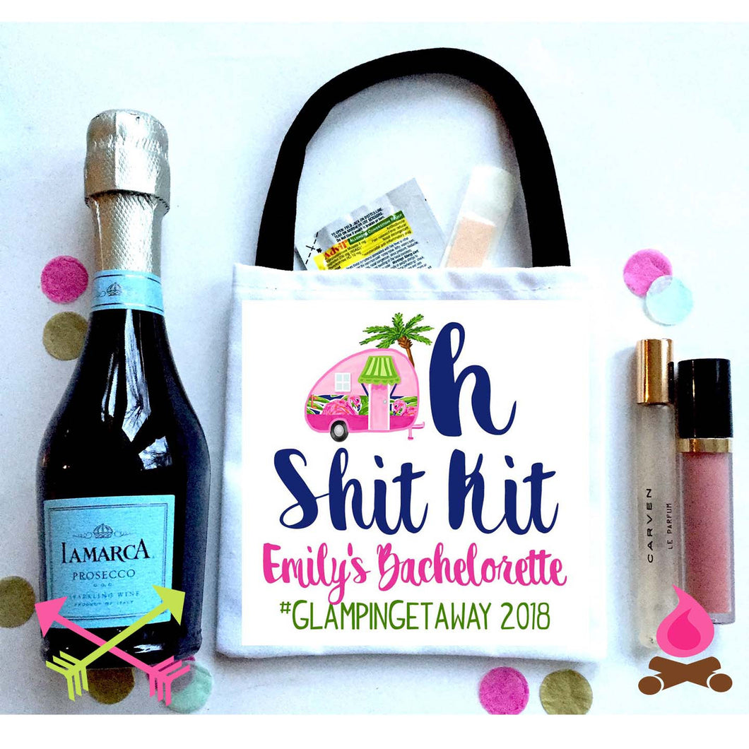 Glamping Hangover bags. Camping Oh Shit Kits! Bachelorette or Bridesmaid Glamping Recovery Bag. Custom EMPTY Glamping party Hangover Bag.