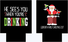 Load image into Gallery viewer, Dirty Santa Christmas Party Huggers. Personalized Christmas Party Coolies. Dirty Santa Christmas Favors. Christmas Wedding Shower Huggers!
