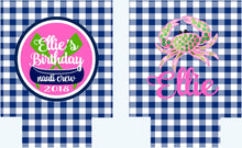 Load image into Gallery viewer, Gingham Party Huggers. Personalized Beach Bachelorette or Birthday Coolies.Florida Bachelorette Favors. Miami Party Huggers.
