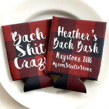 Load image into Gallery viewer, Buffalo Plaid Party Huggers. Birthday Coolies! Plaid Bachelorette Party Favors too! Flannel Vacation Plaid Huggers. Lumberjack Party!
