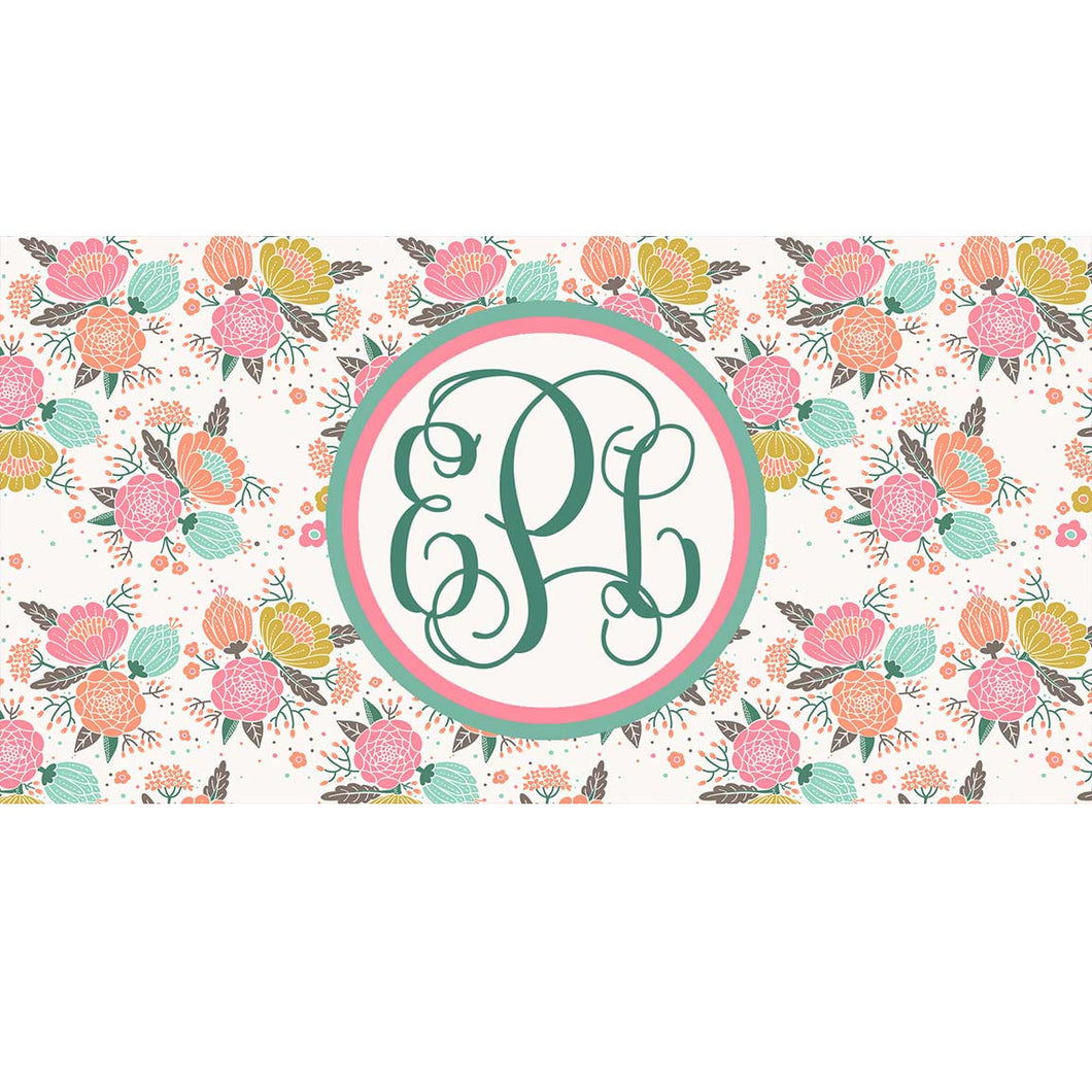 Country Floral Monogrammed License Plate