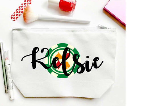 Vegas Chip Make up bag. Great Bachelorette or Girls Weekend Favors.Cosmetic Bag. Make up bag Party Favors! Wedding Party Gifts!