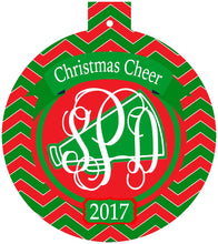 Load image into Gallery viewer, Cheer Ornaments. Monogrammed Cheerleading Christmas Gift! Great Cheer present. Monogrammed Cheer Ornament!
