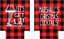 Load image into Gallery viewer, Getting Lit Christmas Plaid Party Huggers. Personalized Christmas Party Favors. Plaid Wedding Shower Huggers! Birthday and Bachelorette too!
